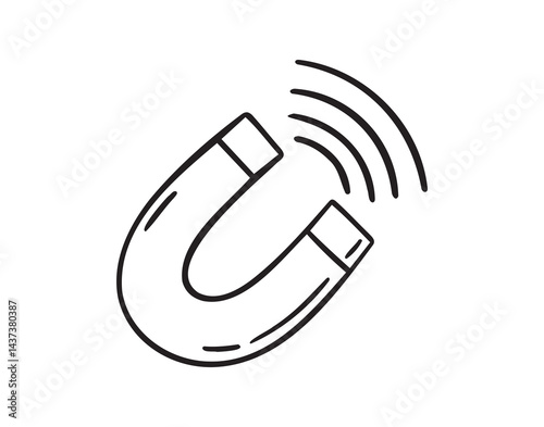 magnet doodle hand drawn icon. Outline drawing magnet line clipart symbol