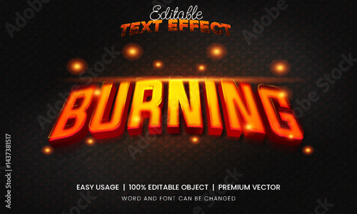Burning Editable Text Effect prmium Vector