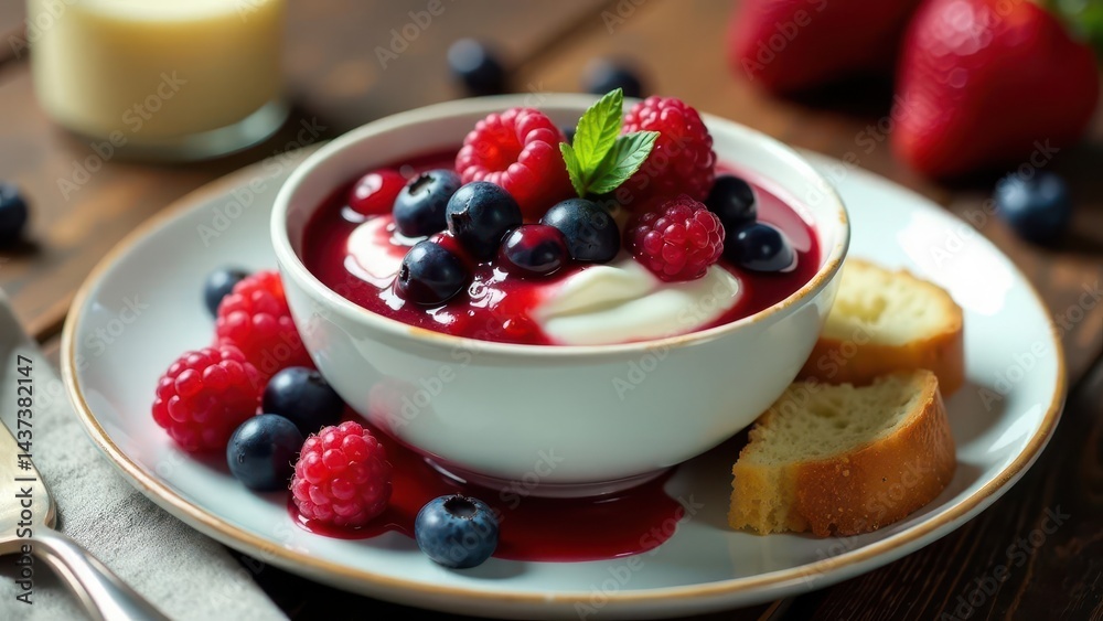 Creamy Yogurt Parfait with Mixed Berries and a Sweet Sauce Creamy Yogurt Parfait with Mixed Berries and a Sweet Sauce