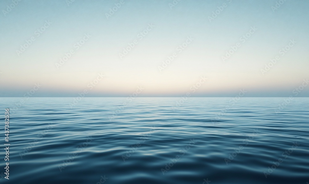 Fototapeta premium Serene expanse Calm water meets soft sky