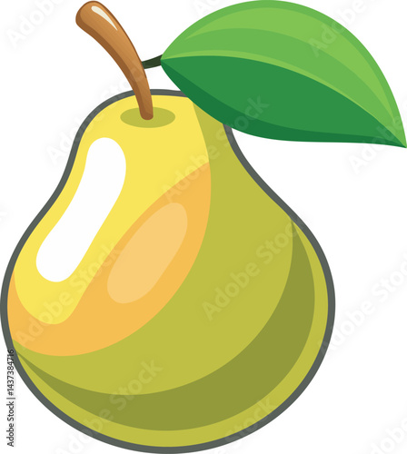 A colorful vector art illustration featuring a ripe pear surrounded by various fresh fruits, perfect for vibrant, healthy lifestyle designs