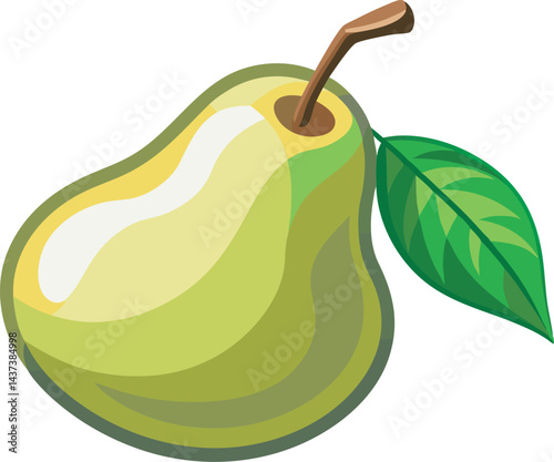 A colorful vector art illustration featuring a ripe pear surrounded by various fresh fruits, perfect for vibrant, healthy lifestyle designs