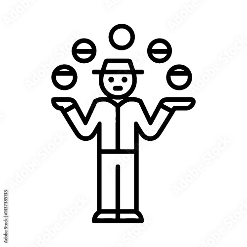 Juggler Line Art SVG Design