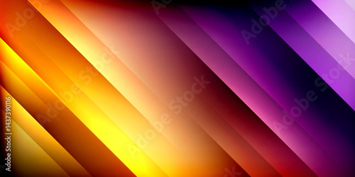 Bright diagonal stripes transition colors. Yellow, orange, red, purple hues create vibrant gradient effect. Modern abstract background.