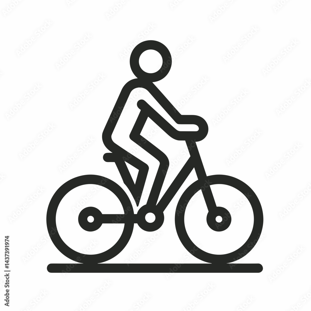 Obraz premium Minimalist cyclist riding a bicycle against a simple background 
