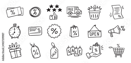 Loyalty card hand drawn doodle element icons. Symbol for Loyalty card, incentive program outline illustration icon