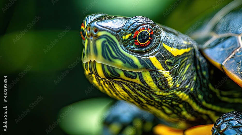 Obraz premium Close-up of a turtle�s intricate shell pattern in natural light