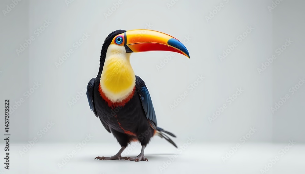Fototapeta premium Majestic Toucan Vibrant Colors, Studio Shot