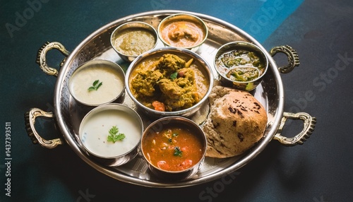 GeTraditional Indian non-veg thali from Maharashtra with spicy dishes and aromatic flavors. A hearty, cultural, and vibrant meal experience.