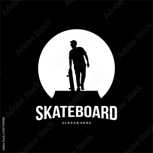 vector logo skateboard skater boy silhouette