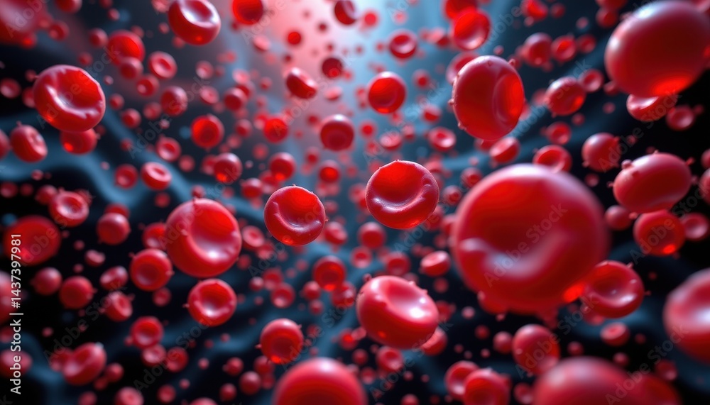 Dynamic motion of erythrocytes captured in vivid detail, representing energy, blood flow Dynamic motion of erythrocytes captured in vivid detail, representing energy, blood flow