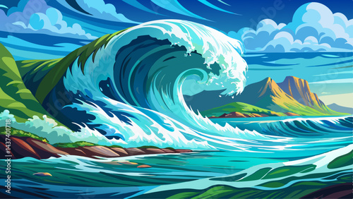 USA,Hawaii Islands, Breaking wave in Pacific Ocean Very beautiful