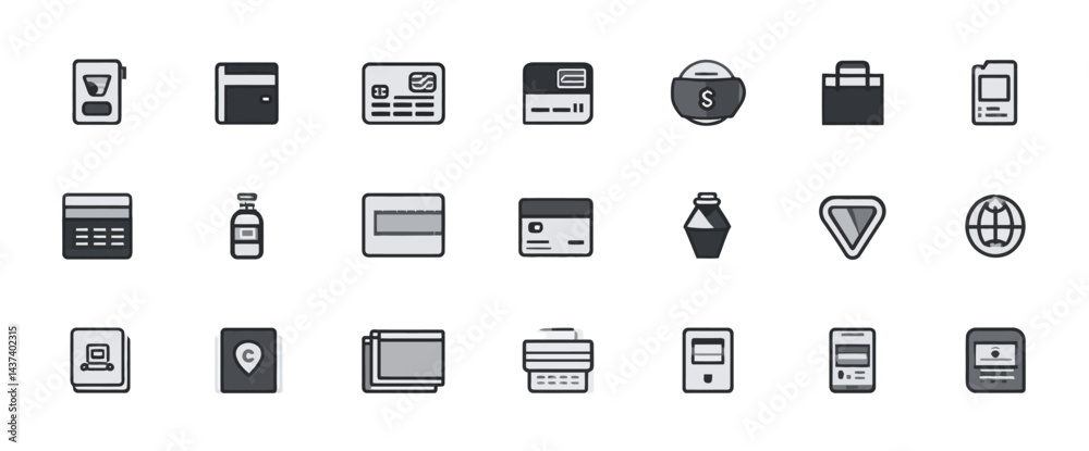 Icon sheet, simple shapes, Credit Card icons Icon sheet, simple shapes, Credit Card icons