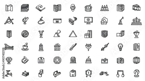 Icon sheet, simple shapes, Crowdsource Network icons