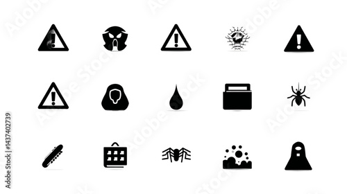 Icon sheet, simple shapes, Cyber Attack Warning icons