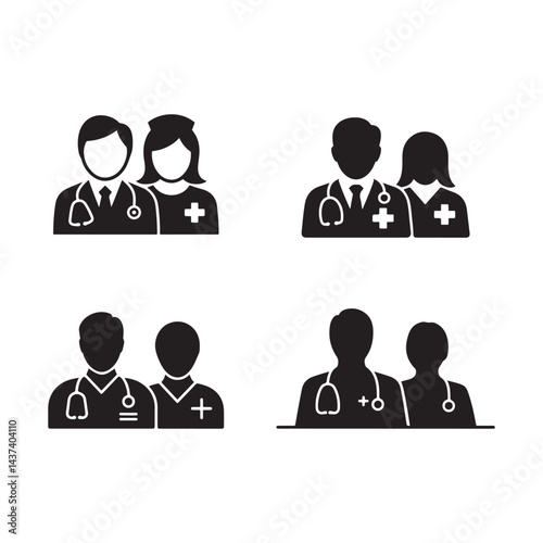 Doctor and Nurse Icon - Medical Staff Silhouettes 4