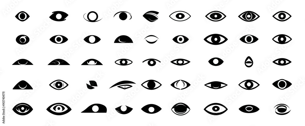 Naklejka premium Icon sheet, simple shapes, Eye icons