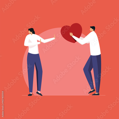 Scared girlfriend rejecting a marriage proposal, relationship problems, Not accepting Heart