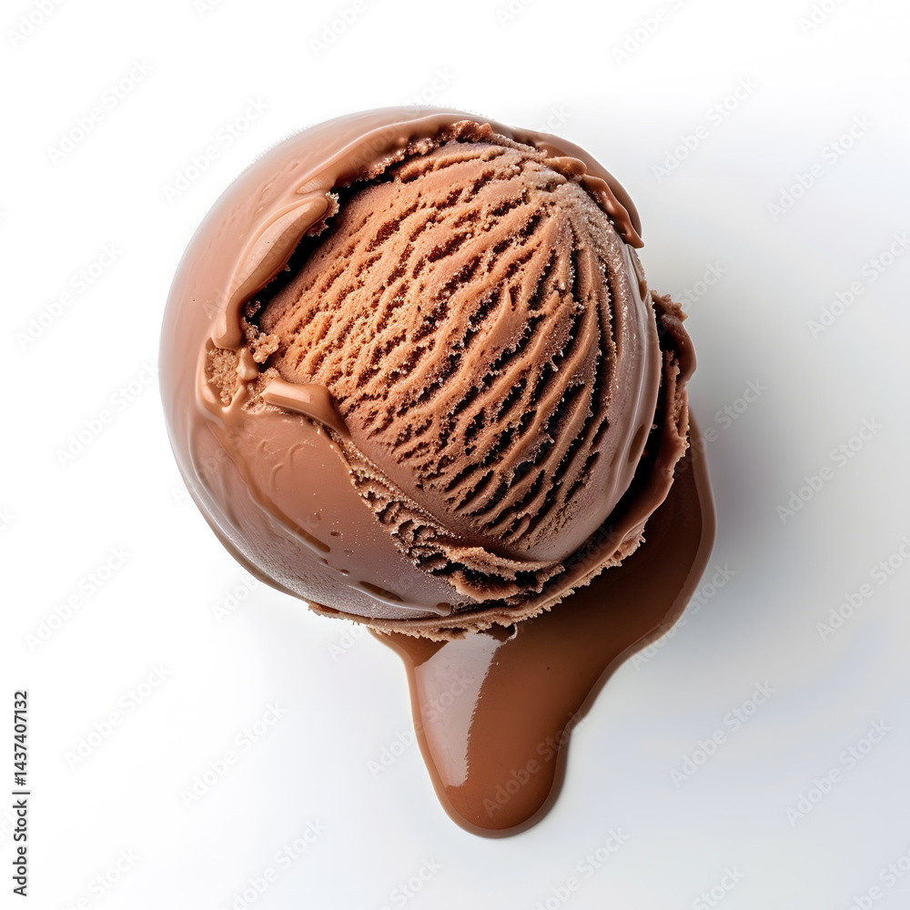 Scoop of chocolate ice cream on white background