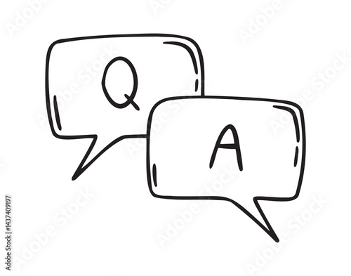 information icons. about info and questions. answer to a question. contacting support doodle hand drawn icon set. Outline drawing line clipart symbol collection