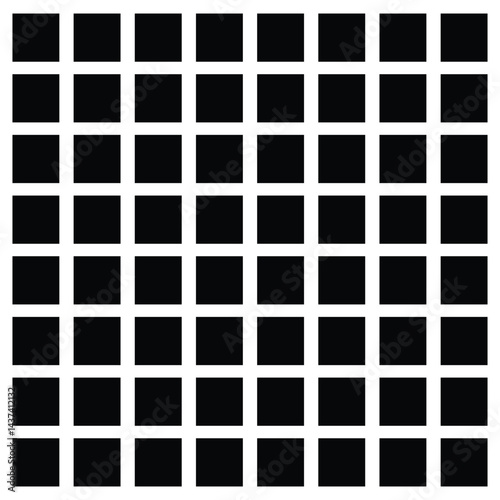 Black fill, no stroke. Square divided in 36 parts, into ninths. 6x6 grid. Isolated  illustration, white background. Asset for overlay, montage, collage, presentation. Business concept. EPS 20 . 