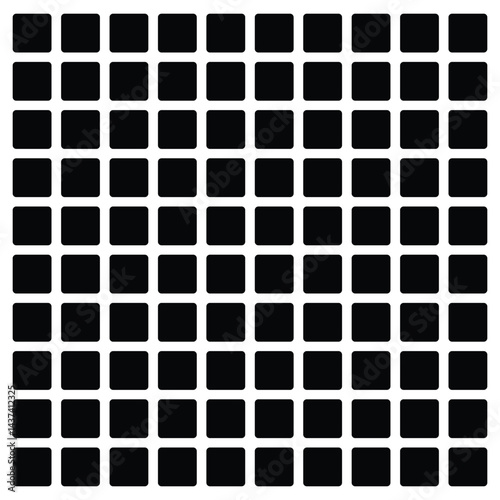 Black fill, no stroke. Square divided in 36 parts, into ninths. 6x6 grid. Isolated  illustration, white background. Asset for overlay, montage, collage, presentation. Business concept. EPS 20 . 