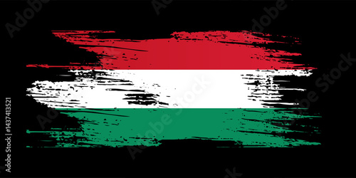 Hungary brush flag, Hungary flag brush watercolor flag design element	eps 10