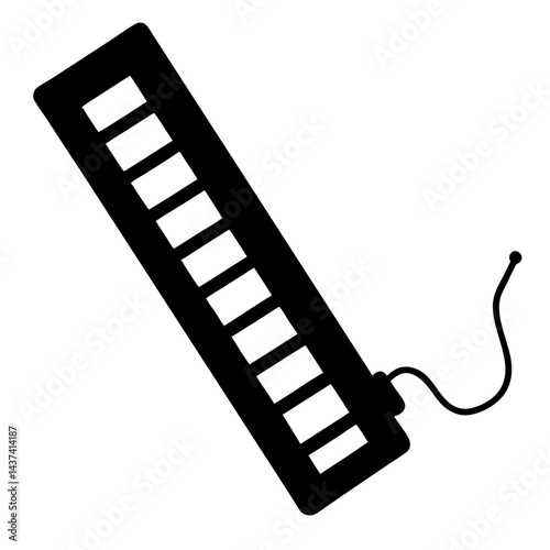 Minimalist Black And White Illustration Of A Music Keyboard Controller With Cable