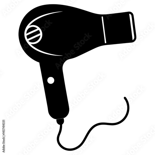 Hair Dryer Silhouette Illustration Vector Hair Styling Appliance Tool Design Element