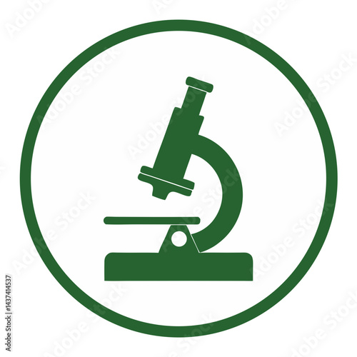Microscope Icon In Green Circle Symbolizing Science And Medical Research