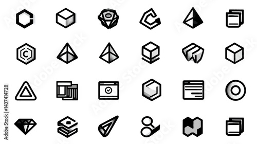 Icon sheet, simple shapes, Smart Contract icons