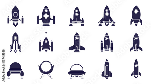 Icon sheet, simple shapes, Space Rocket icons