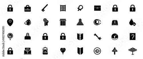 Icon sheet, simple shapes, Unlock icons