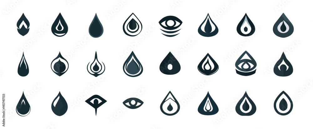 Icon sheet, simple shapes, Water Drop icons Icon sheet, simple shapes, Water Drop icons