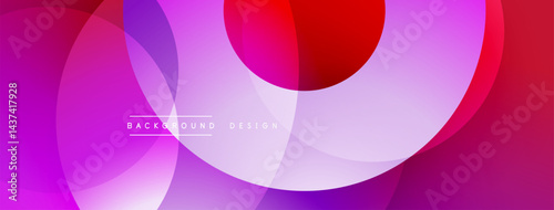 Abstract overlapping circles create vibrant, modern background. Shades range from purple, pink, red, blue. Minimalist design.