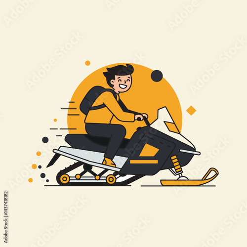  Snowmobile adventure joyful ride winter fun exhilarating speed snowy landscape