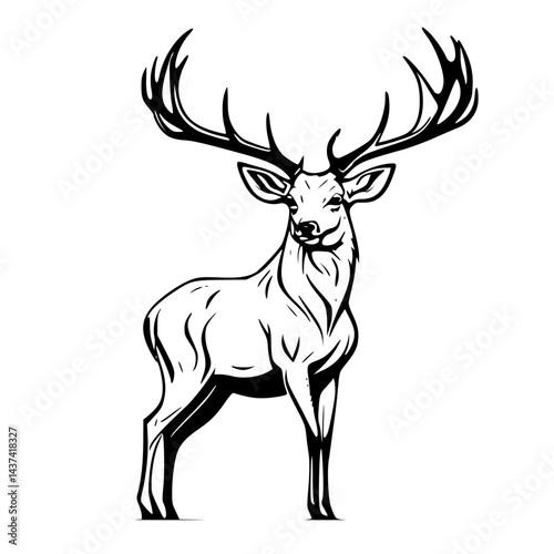 AI-generated vector illustration of a deer, isolated on white background, perfect for wildlife and nature-themed designs.