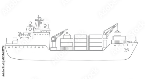Outline of Naval Supply Ship Kids Military Coloring Book