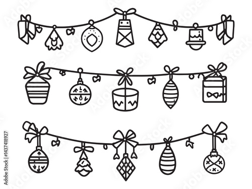Paper Garland line art icon simple decorative design