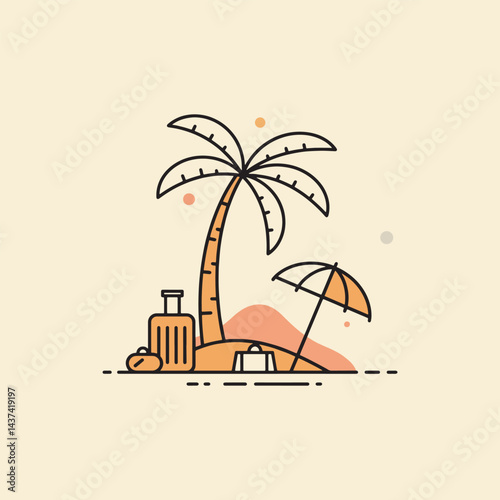 Tropical getaway awaits suitcase palm tree beach umbrella paradise vacation dream