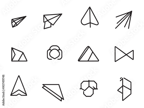 Paper Glider line art icon minimalist vector symbol