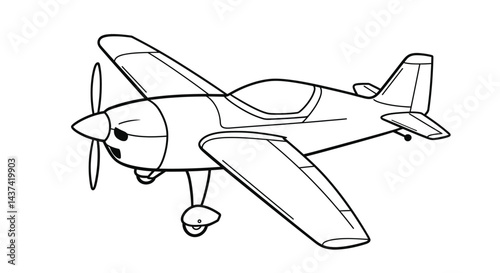 Compact Aerobatic Plane Outline Simple Shape Single Wing Stunt Aircraft Coloring