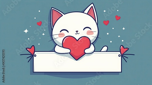 Cute Cartoon Kitten with Big Sparkling Eyes and Playful Expression