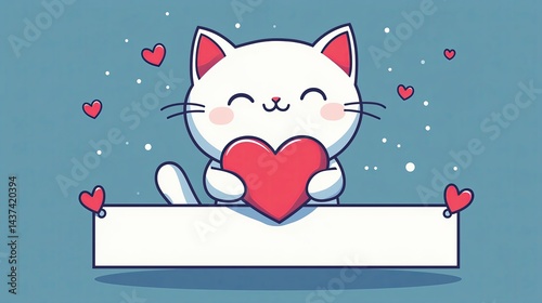 Cute Cartoon Kitten with Big Sparkling Eyes and Playful Expression