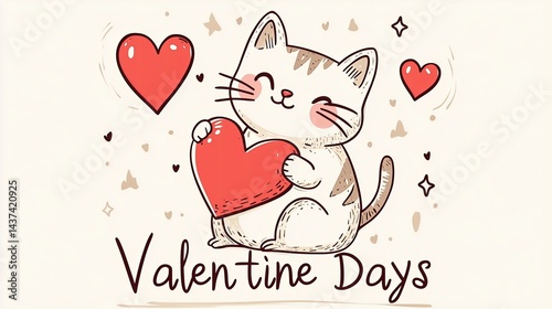 Cute Cartoon Kitten with Big Sparkling Eyes and Playful Expression