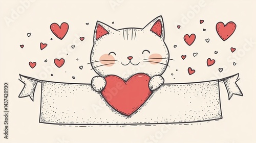 Cute Cartoon Kitten with Big Sparkling Eyes and Playful Expression
