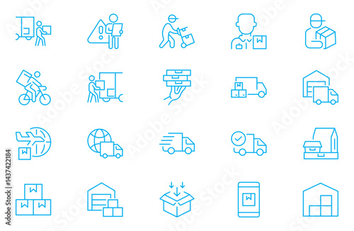 Delivery Driver line web icon set. Package delivery, shipping related line icon set Editable stroke