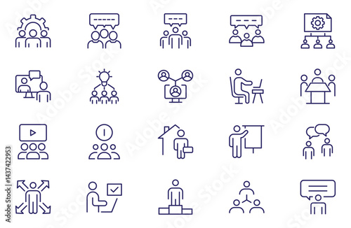 Teamwork line icons collection. Big UI icon set in a flat design. Thin outline icons pack. Vector illustration