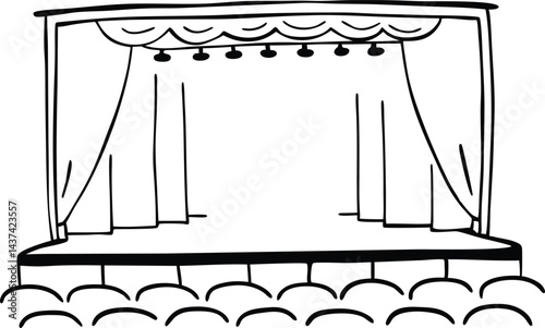 Hand-Drawn Performance Scene vector art illustration.