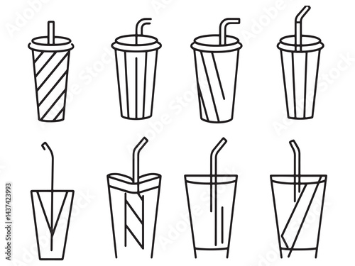 Paper Party Straws line art icon design style
